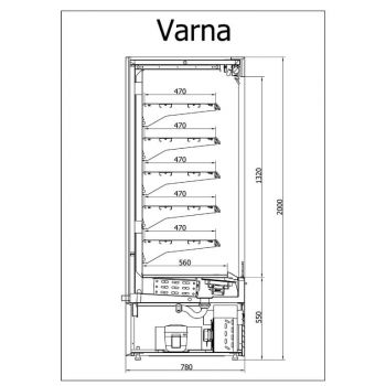 Wandkühlregal Varna mit Schwingtüren doppeltverglast